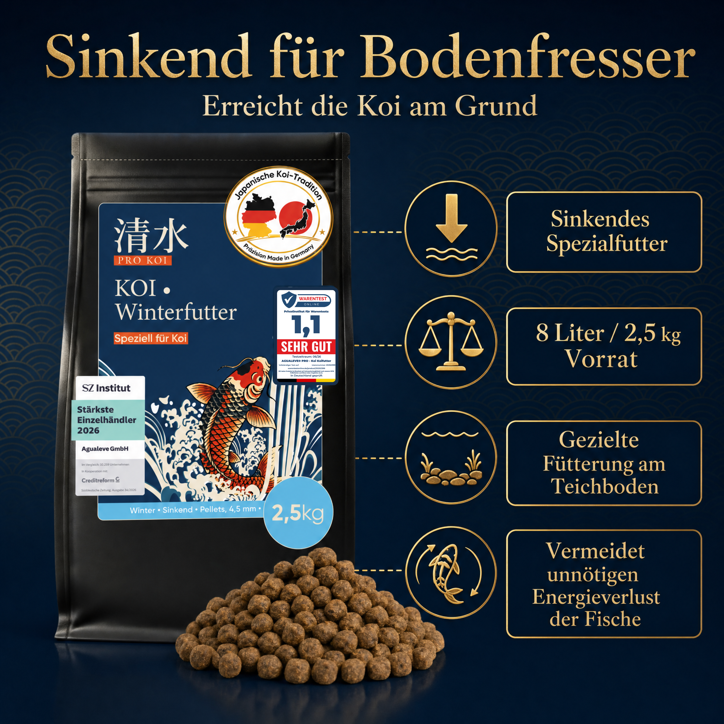 PRO KOI Winterfutter | sinkende Pellets 4,5 mm