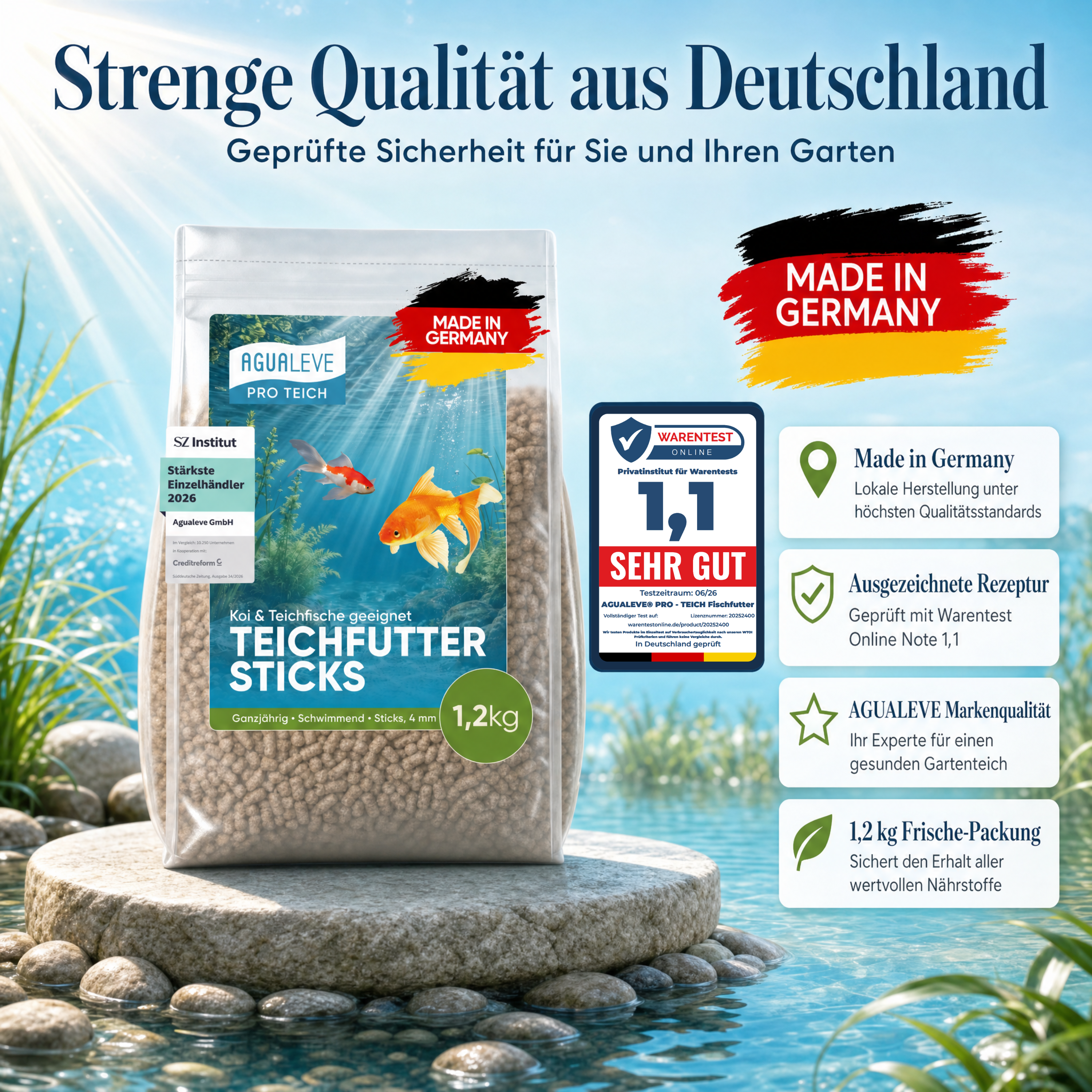PRO TEICH Teichfutter Sticks ganzjährig | schwimmende Sticks 4 mm