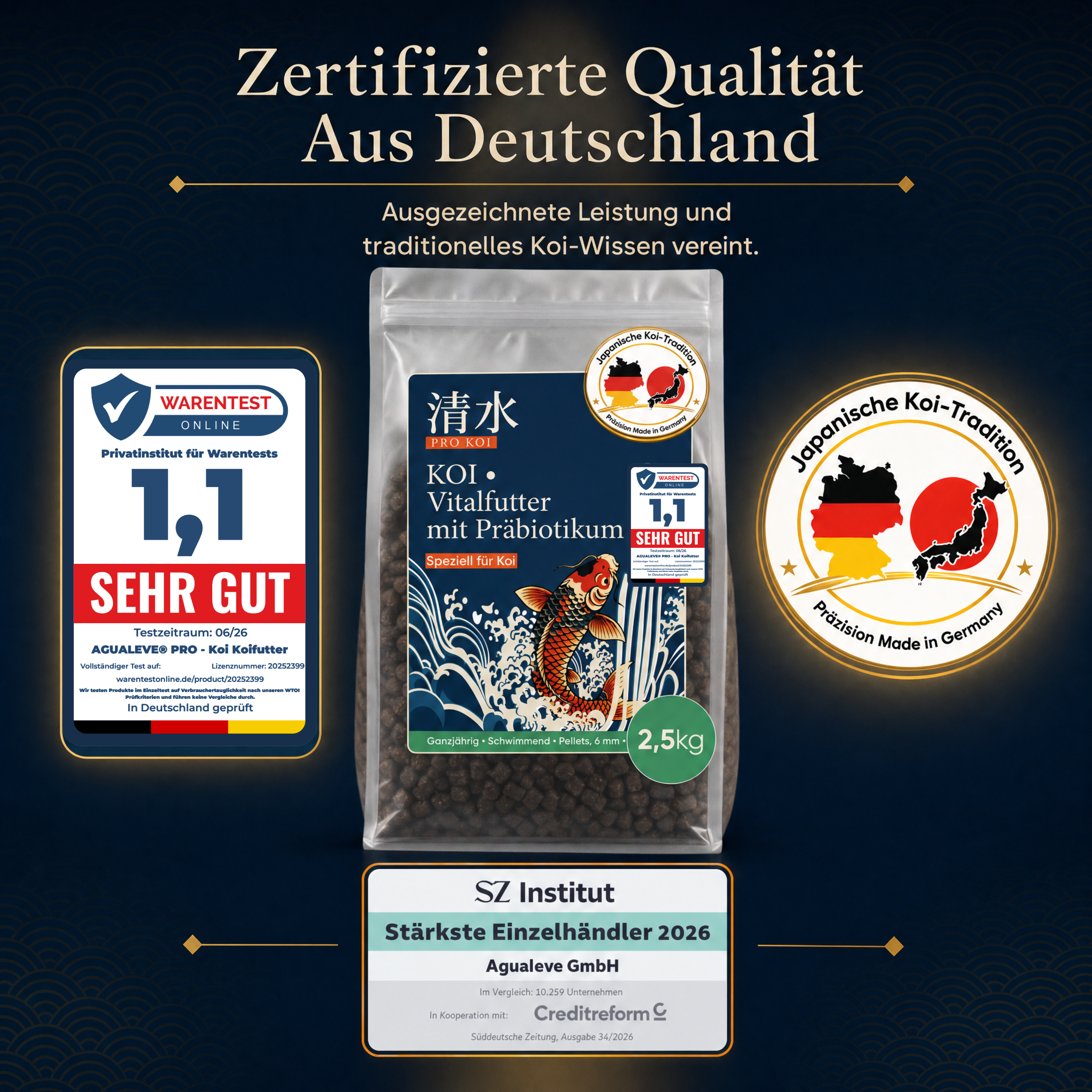 PRO KOI Vitalfutter ganzjährig | schwimmende Pellets 6 mm