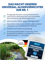 AGUALEVE® Universal-Algenvernichter Teich 1kg | extrem effektiv gegen Teichalgen (alle Algenarten) | perfekt für Fischteiche | Qualität Made in Germany | für 20.000 Liter Teichwasser | Note 1,2