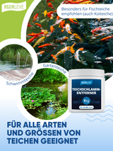 AGUALEVE® Teichschlammentferner 1kg *NEU* | Teichreinigung von Schlamm, Laub und Ablagerungen | perfekt für Fischteiche | Markenqualität Made in Germany | für 20.000 Liter Teichwasser | Note 1,2