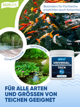 AGUALEVE® Universal-Algenvernichter Teich 1kg | extrem effektiv gegen Teichalgen (alle Algenarten) | perfekt für Fischteiche | Qualität Made in Germany | für 20.000 Liter Teichwasser | Note 1,2