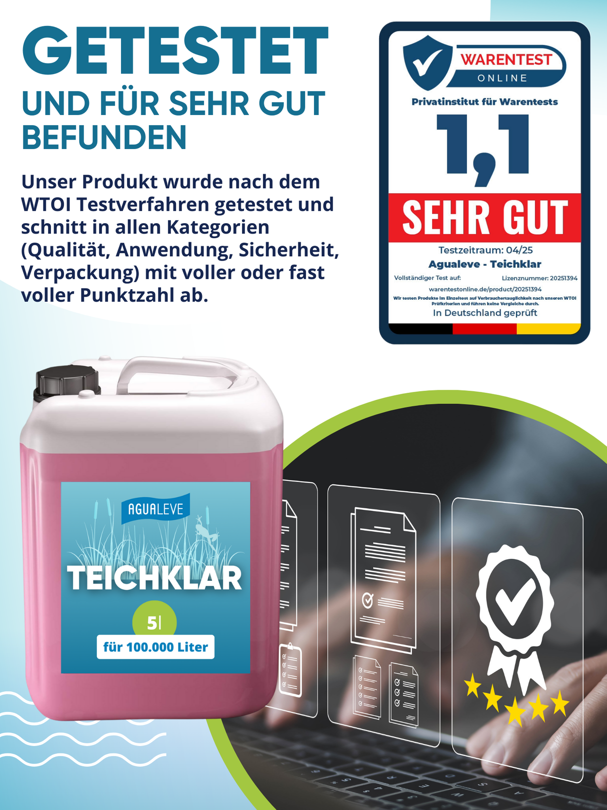 Teichklar (1 l oder 5 l ) Teichwasser klar bekommen mit AGUALEVE®