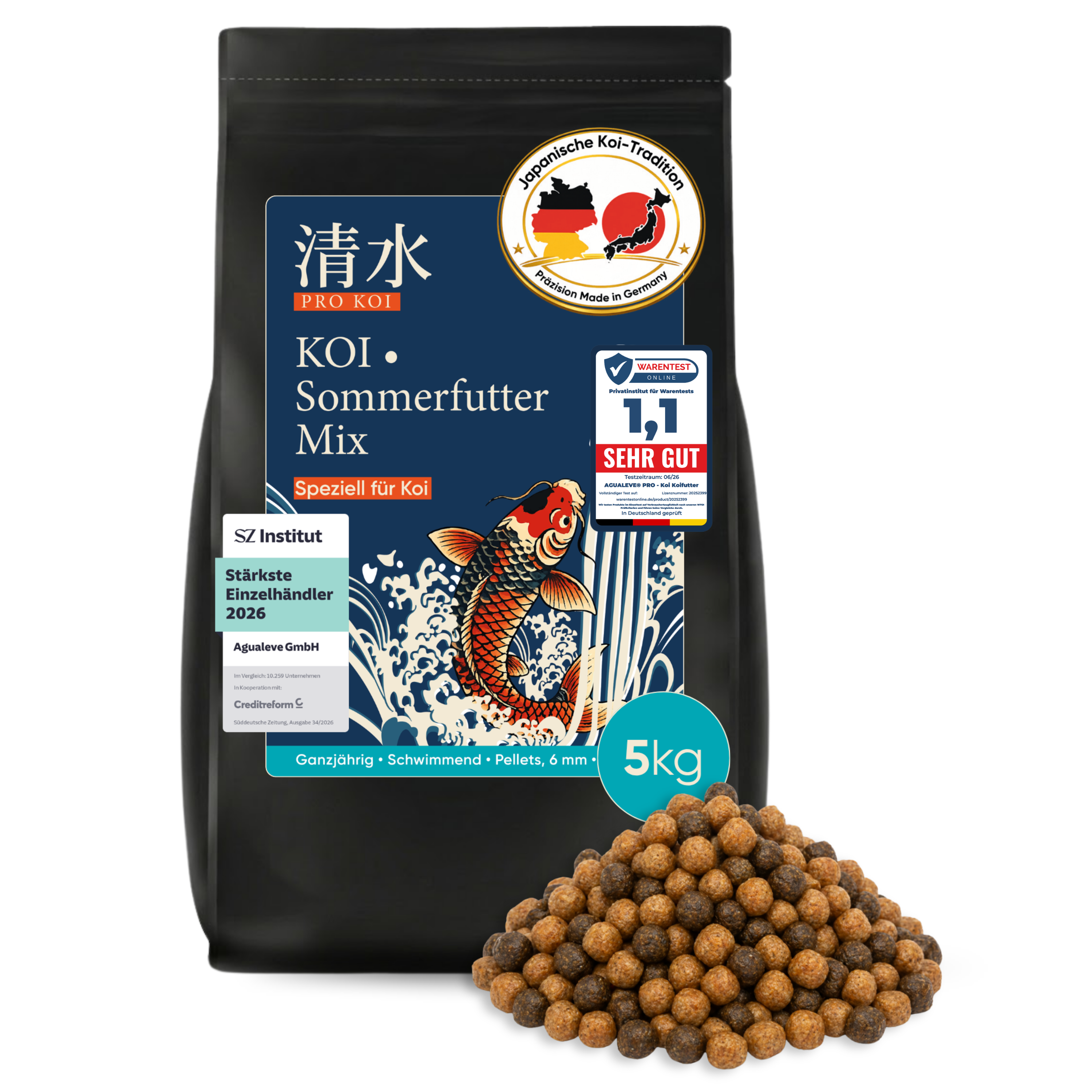 PRO KOI Sommerfutter Mix Ganzjahresmix | schwimmende Pellets 6 mm