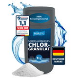 AGUALEVE® Chlorgranulat schnelllöslich 1kg | Sichere und schnelle Desinfektion | Für Pools, Aufstellpools, Whirlpools, Planschbecken | Deutsche Markenqualität | mit Note 1,1 getestet