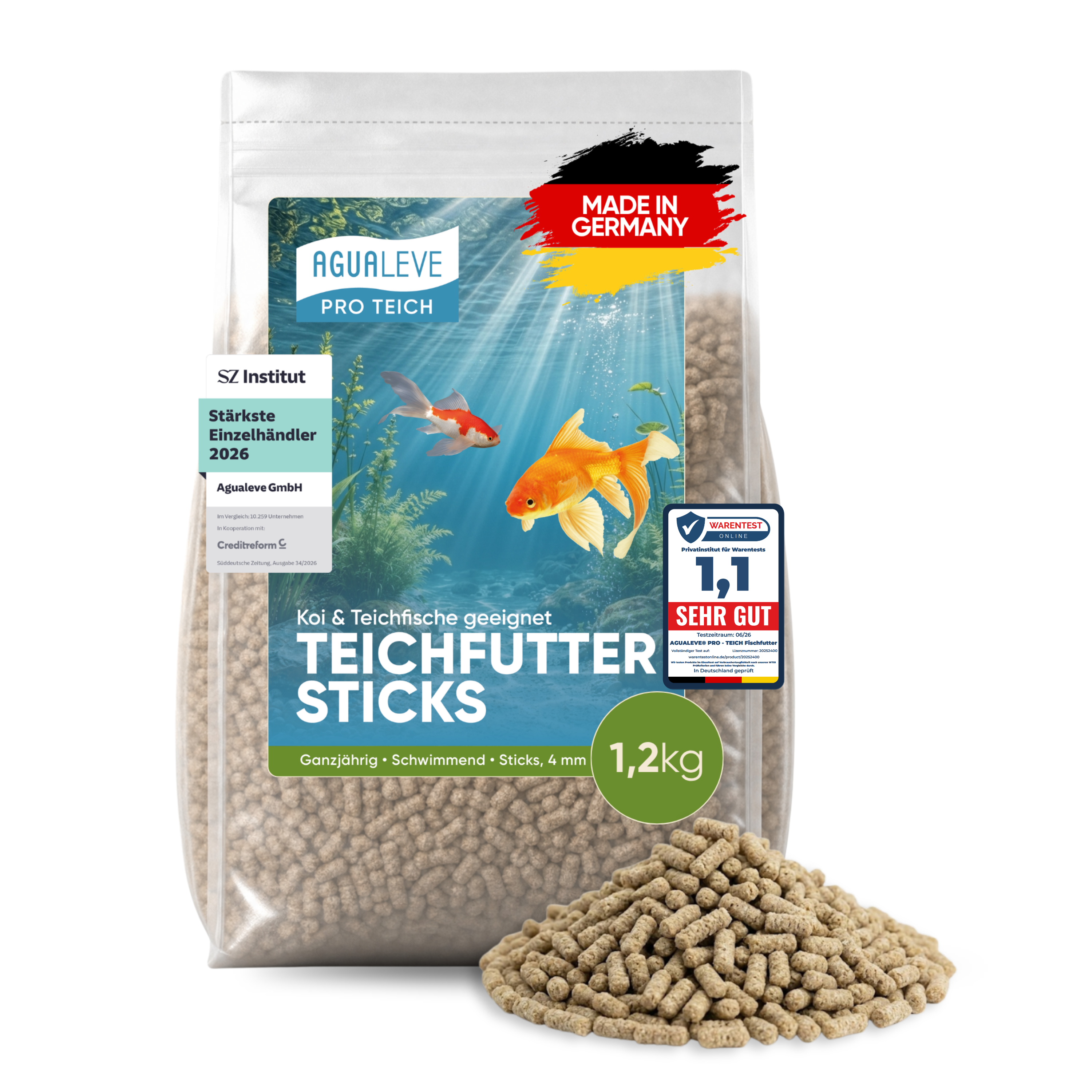 PRO TEICH Teichfutter Sticks ganzjährig | schwimmende Sticks 4 mm