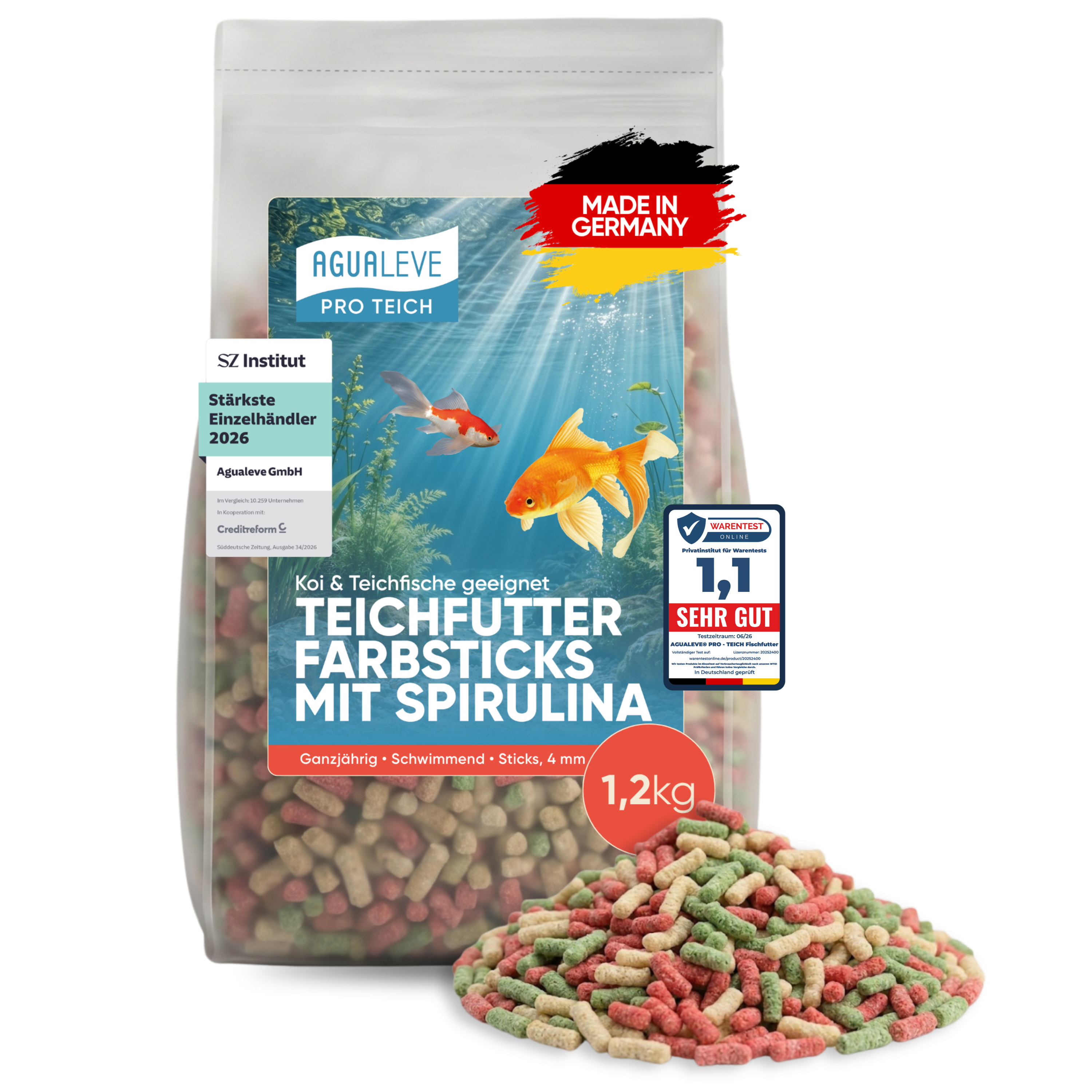PRO TEICH Farbsticks mit Spirulina ganzjährig | schwimmende Sticks 4 mm
