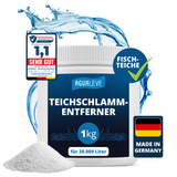 AGUALEVE® Teichschlammentferner 1kg *NEU* | Teichreinigung von Schlamm, Laub und Ablagerungen | perfekt für Fischteiche | Markenqualität Made in Germany | für 20.000 Liter Teichwasser | Note 1,2