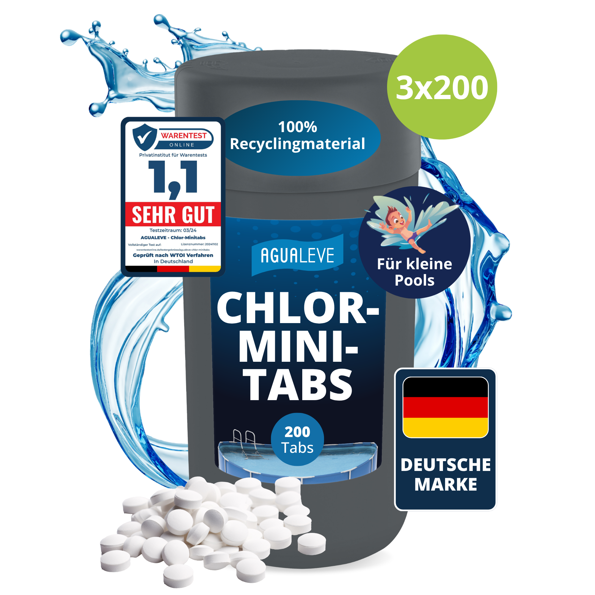 Chlor-Minitabs schnelllöslich Pool